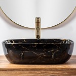 Накладной умывальник Rea Belinda Black Marble Shiny